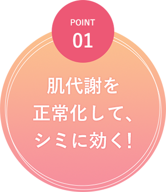 POINT01 肌代謝力を正常化して、シミに効く！